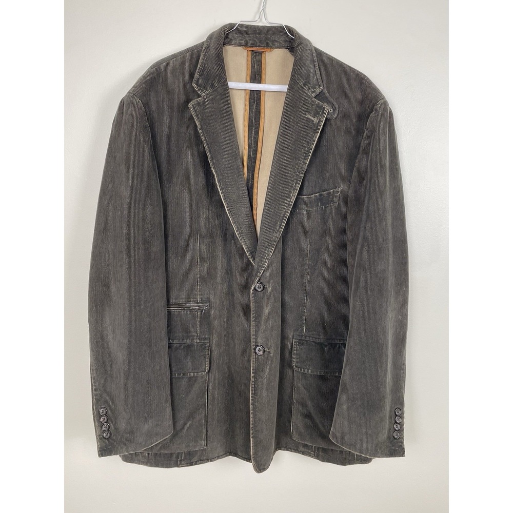 Vintage Corduroy Blazer Unstructured Men's 44R Gray Dark Academia Old Money